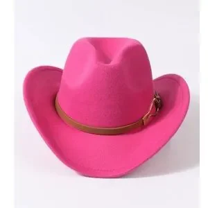New Hot Pink Fedora Style Cowboy Cowgirl Summer Hat Personalized Hot Pink Cowboy Hat Cowgirl Hat for Women  main image 2